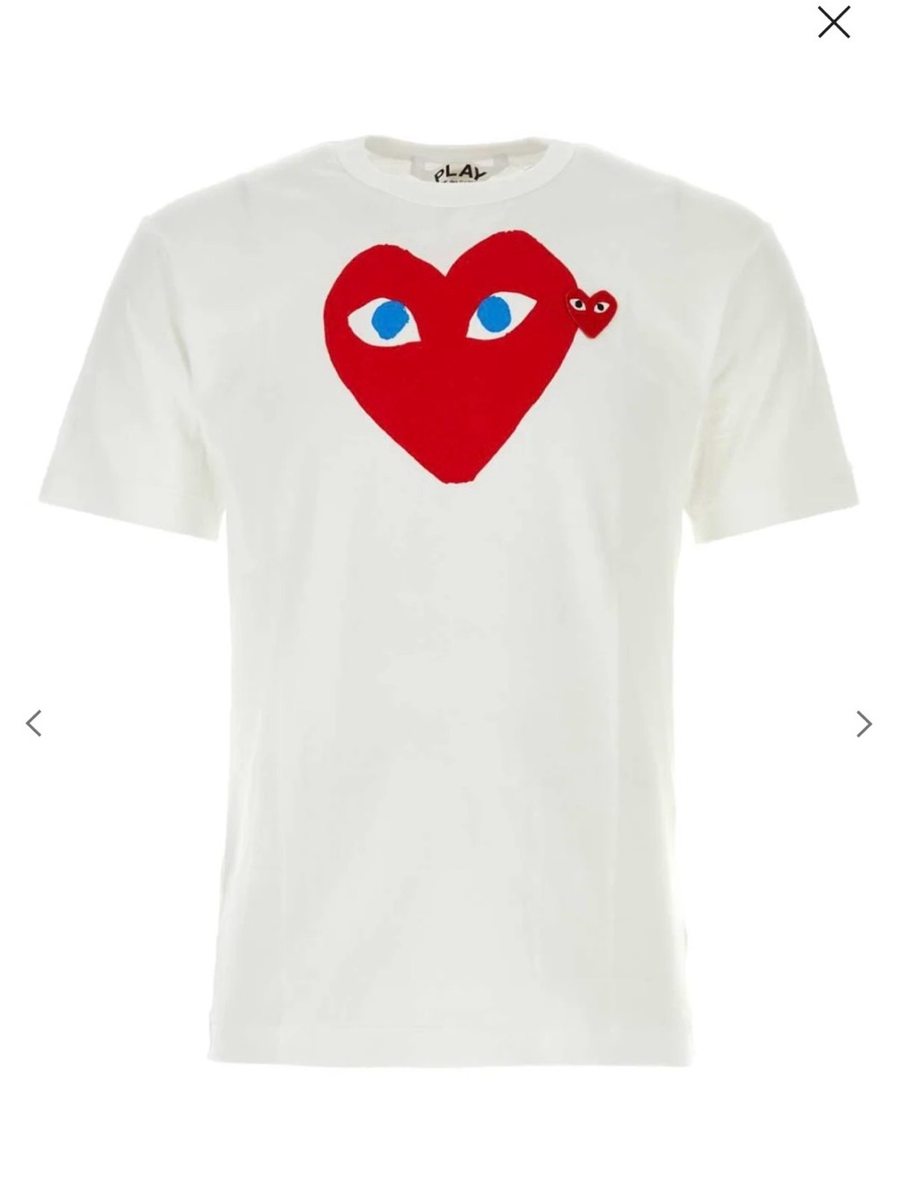 Comme des Garçons PLAY White Tee with Red Heart and Blue Eyes